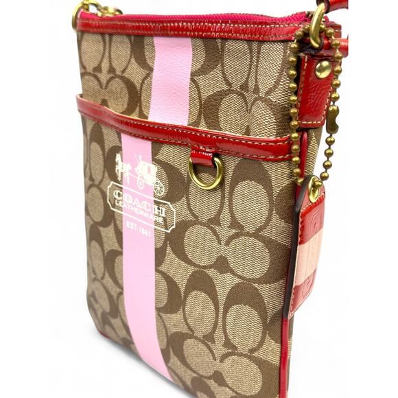 Coach Signature 2007 Pink Stripe Swingpack Crossbody Bag - Picture 13 of 16
